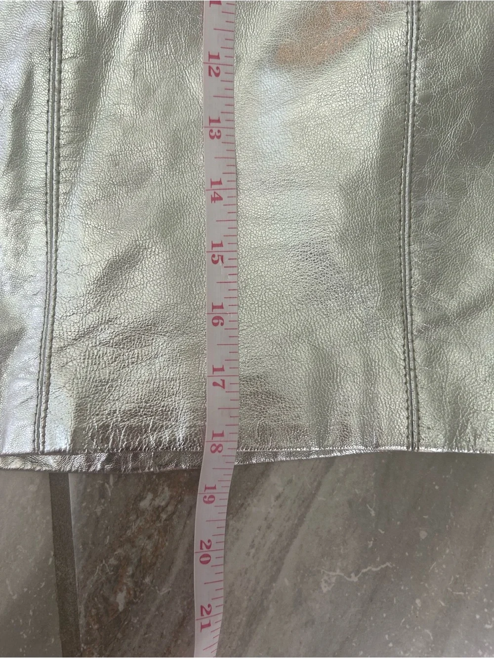 Vintage 90s Metallic Silver Genuine Leather Mini Skirt Size 10